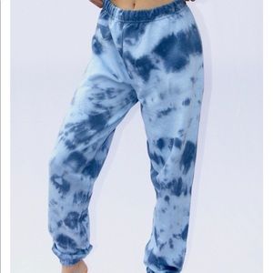 Adjustable Tye-dye blue cotton sweatpants